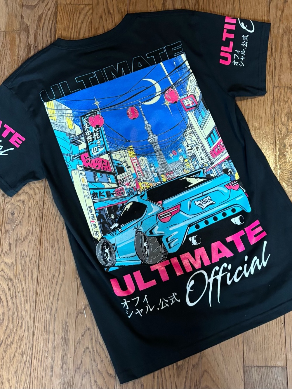 Men’s Black Graphic Tee - Blue Car City Print